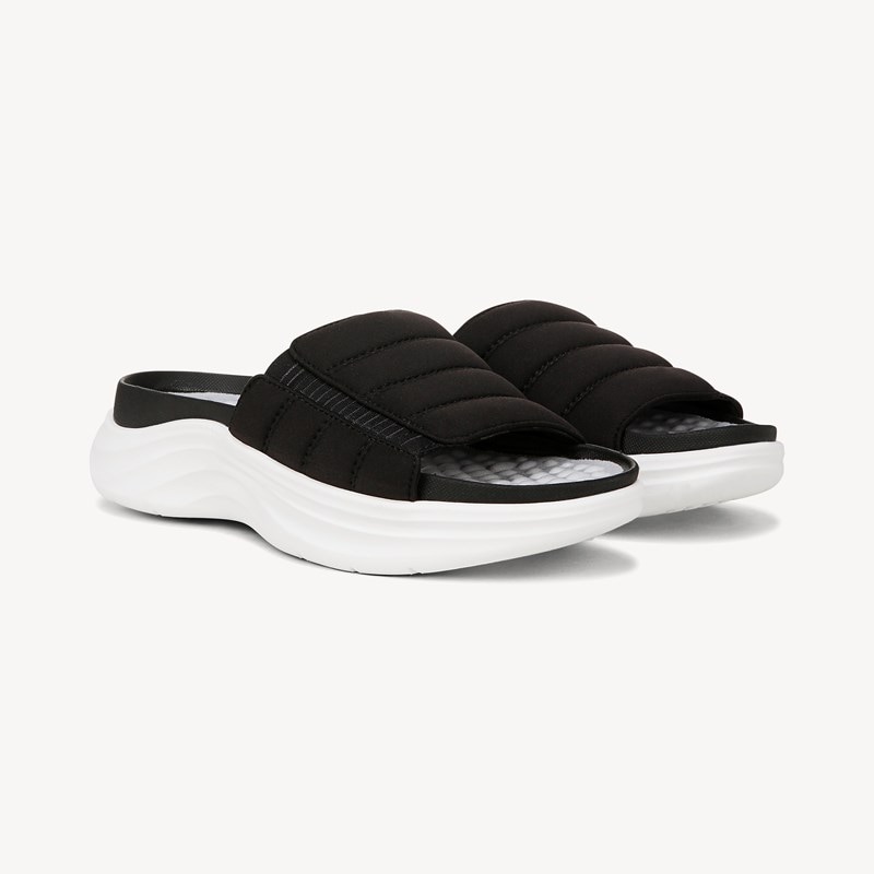 Dr. Scholl's Beyond Comfort Women's Feel Free Recovery Slide Sandal Black Fabric DRSBC 9.0 M