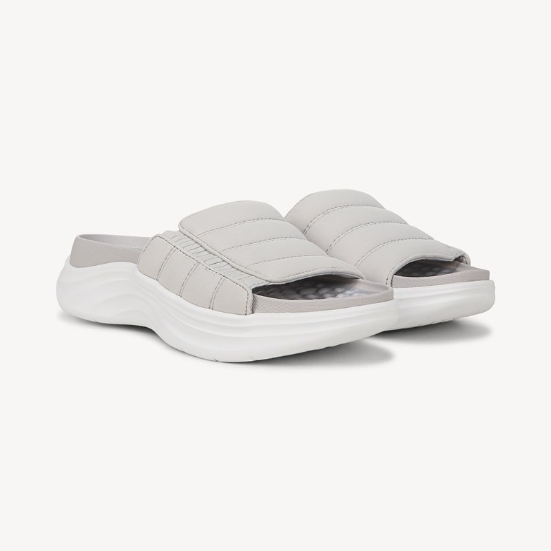 Dr. Scholl's Beyond Comfort Women's Feel Free Recovery Slide Sandal Vapor Grey Fabric DRSBC 6.0 M