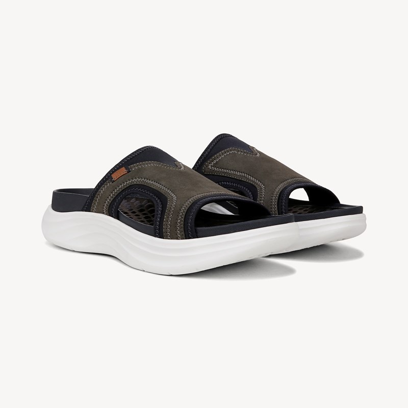 Dr. Scholl's Beyond Comfort Men's Feel Energy Recovery Slide Sandal Dark Navy Fabric DRSBC Navy Blue Suede 11.0 M
