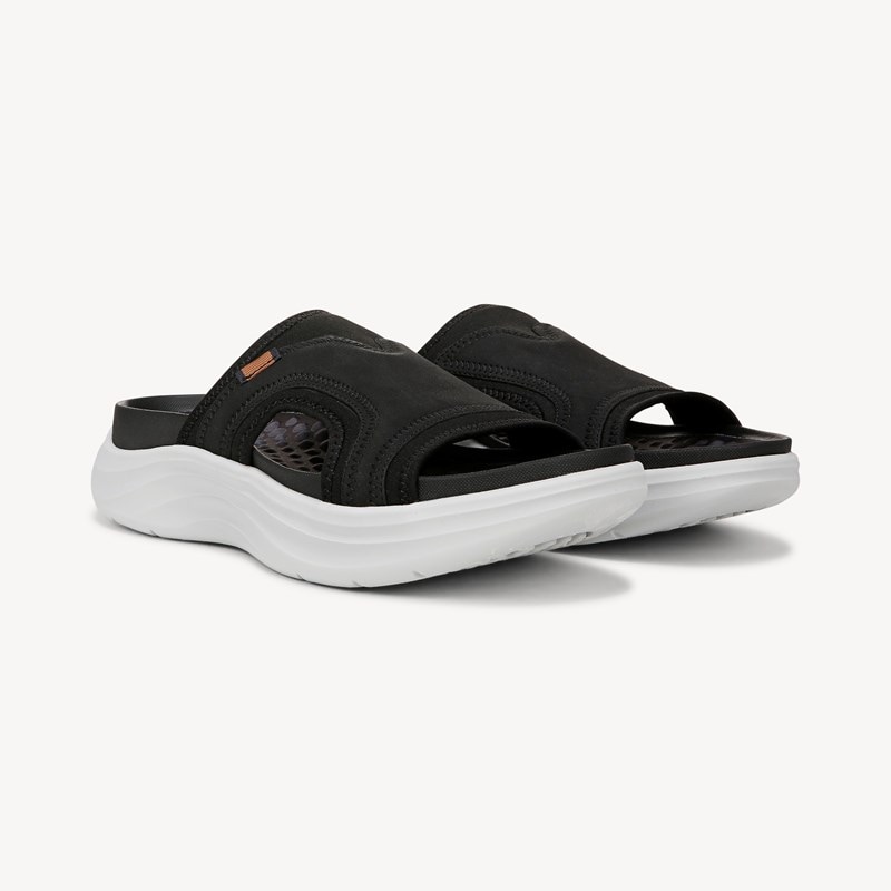 Dr. Scholl's Beyond Comfort Men's Feel Energy Recovery Slide Sandal Black Fabric DRSBC Suede 9.0 M