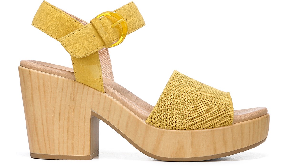 Brickell Block Heel Sandal in Lemon Knit