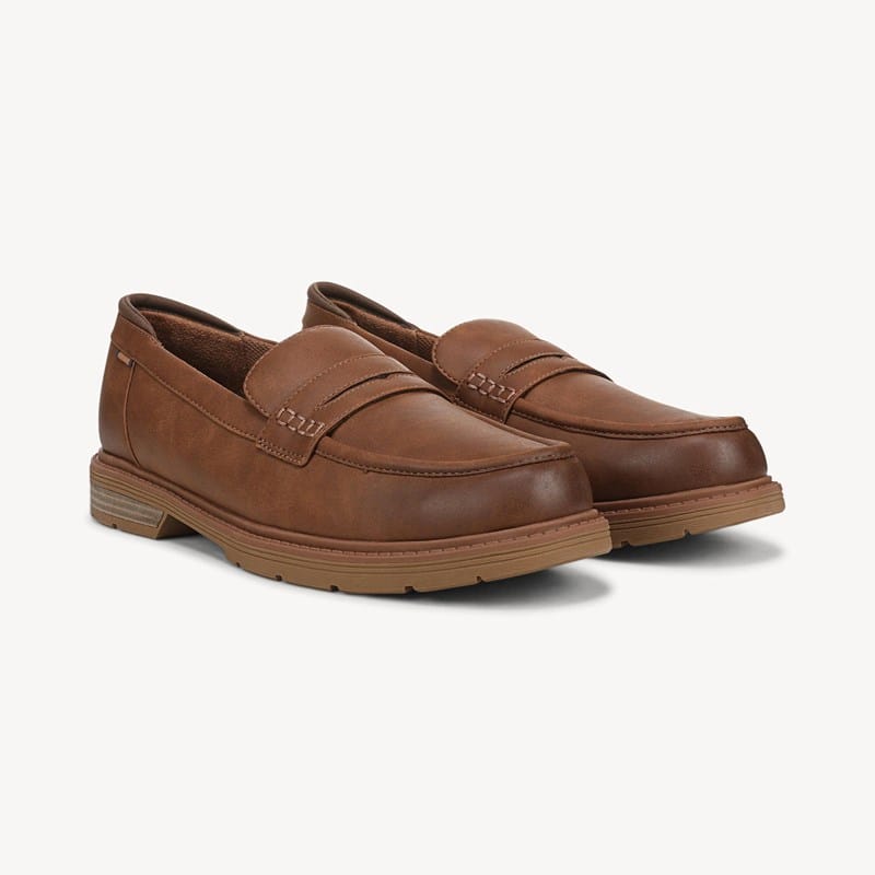 Dr. Scholl's Men's Ashton Loafer Shoes Dark Tan Faux Leather DRSCH 8.0 M