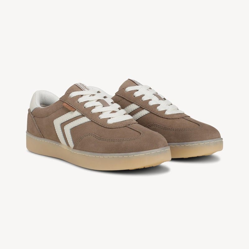 Dr. Scholl's Orig Collection Women's Rebel Sport Sneaker Shoes Woodsmoke Brown Suede DRORG Leather 11.0 M