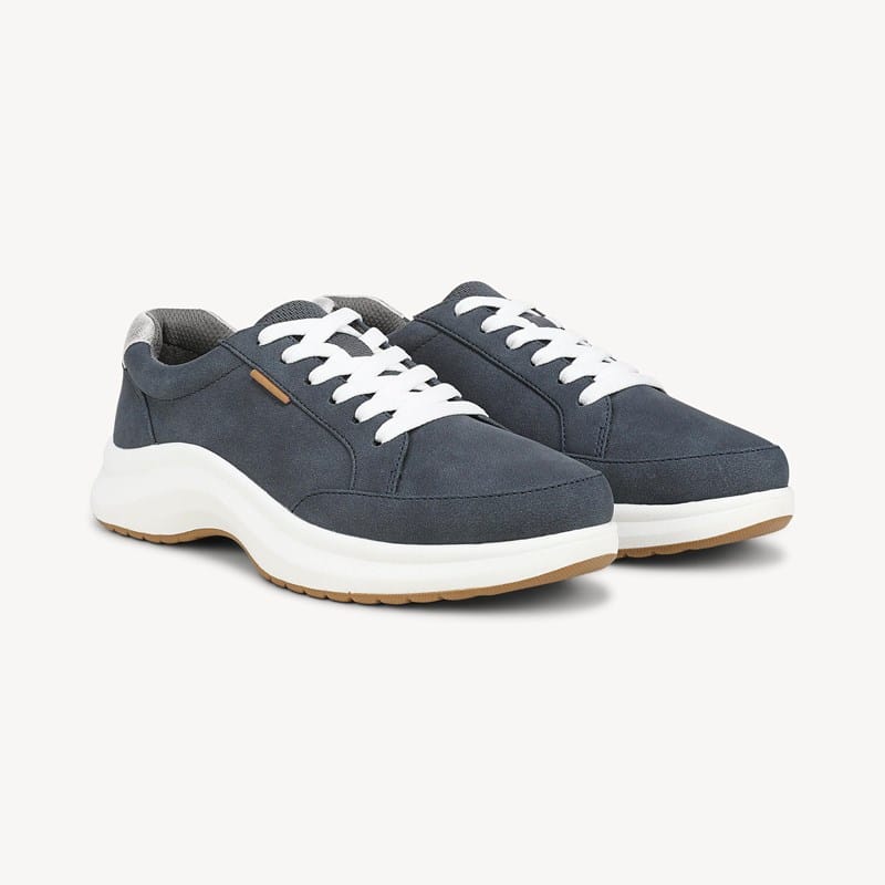 Dr. Scholl's Beyond Comfort Women's All Plantar FascIItis Lace Up Sneaker Shoes Dark Oxide Navy Faux Leather Drsbc Navy Blue 11.0 M Padded Tongue/Collar