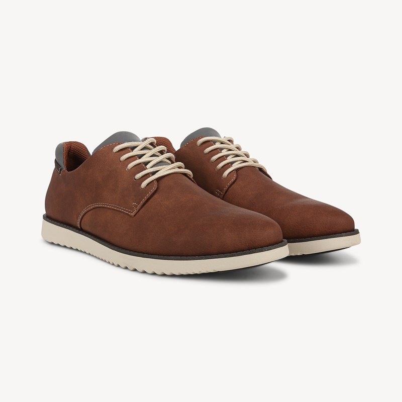 Dr. Scholl's Men's Sync Oxford Shoes Dark Tan Faux Leather DRSCH 13.0 W