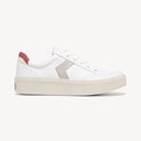 White/Red Faux Leather