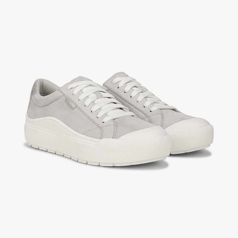 Dr. Scholl's Women's Time Off Sneaker Shoes Vapor Grey/White Microsuede Drsch Leather 6.5 M