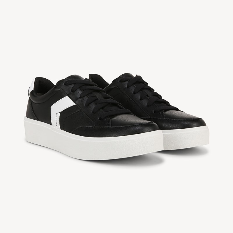 Dr. Scholl's Women's Madison Lace Sneaker Shoes Black/White Faux Leather Drsch 7.5 M