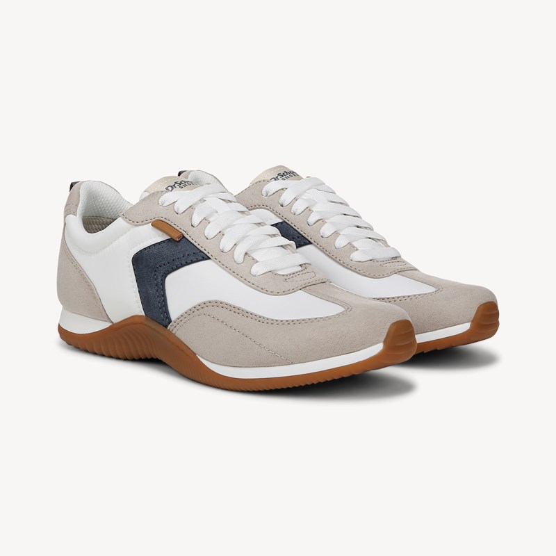 Dr. Scholl's Women's Good Ol Days Lace Sneaker Shoes Oyster White Microsuede/Mesh Drsch 10.0 M