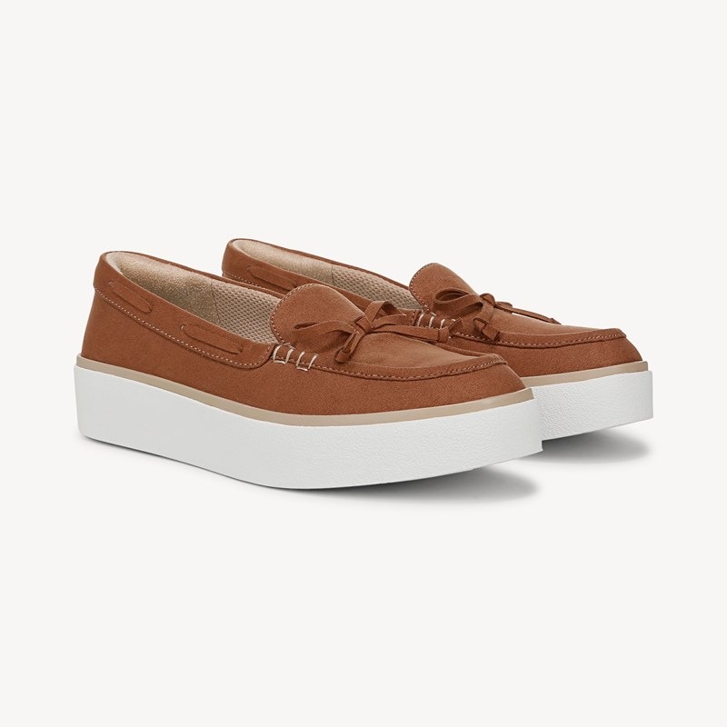 Dr. Scholl's Women's Madison Sea Platform Boat Shoes Honey Microfiber DRSCH Leather 11.0 M