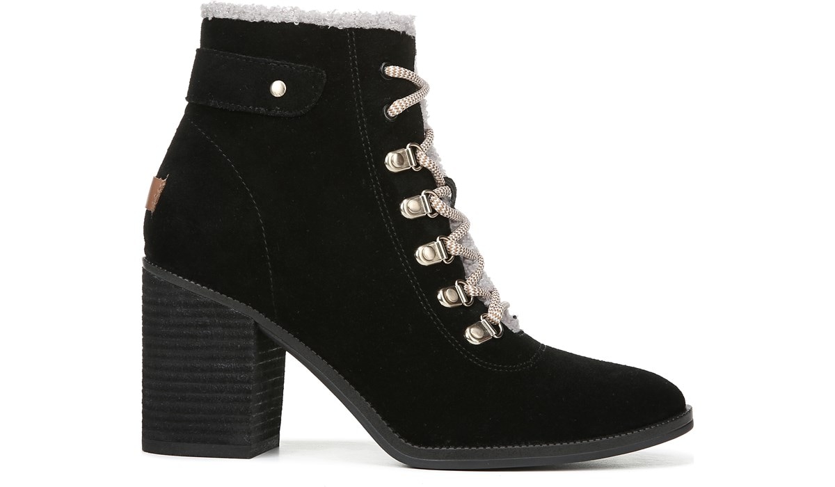 black heeled combat booties