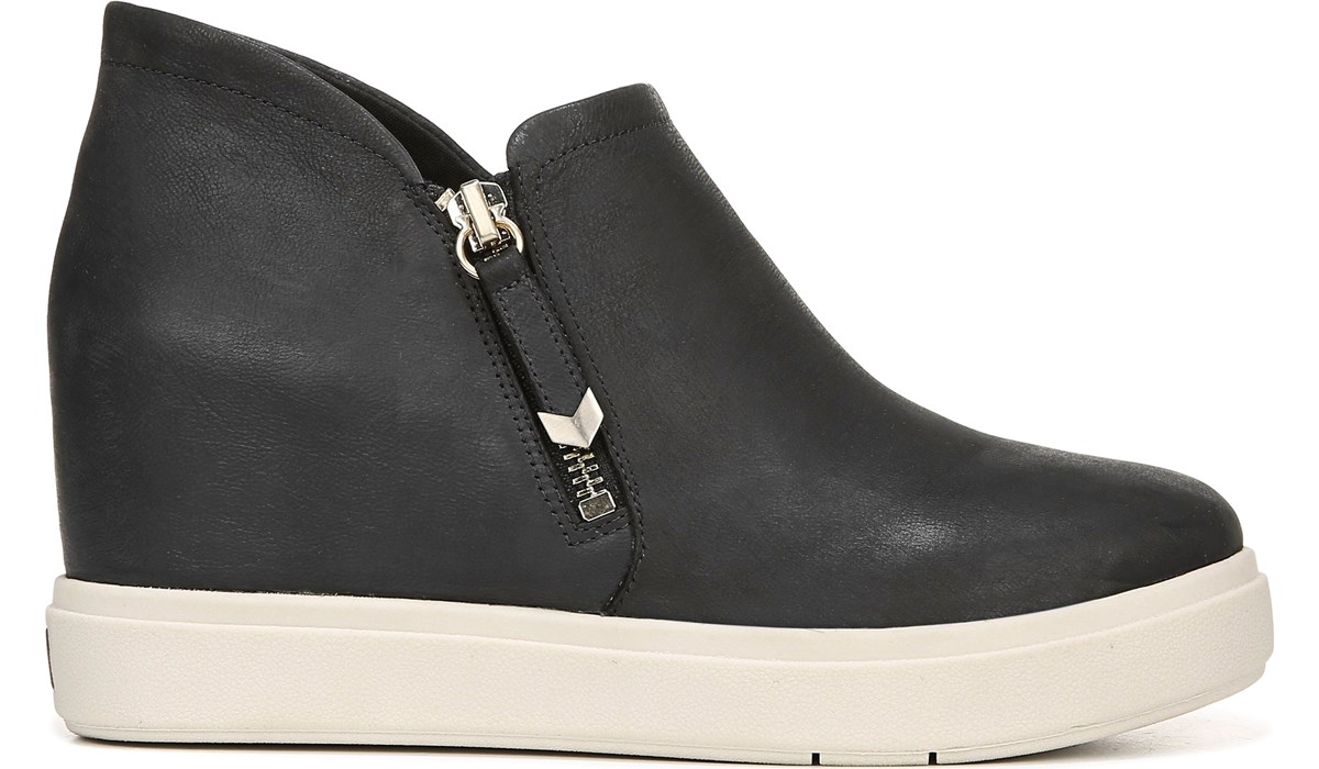 black wedge sneaker booties