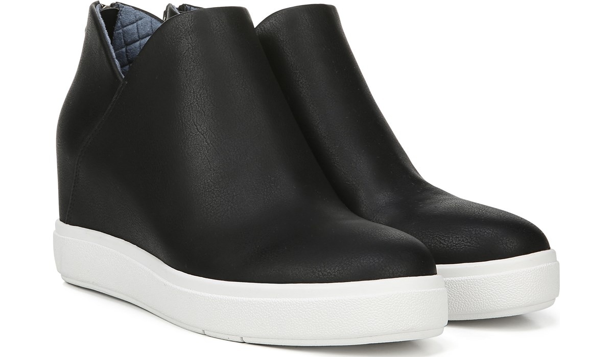 black wedge sneaker booties