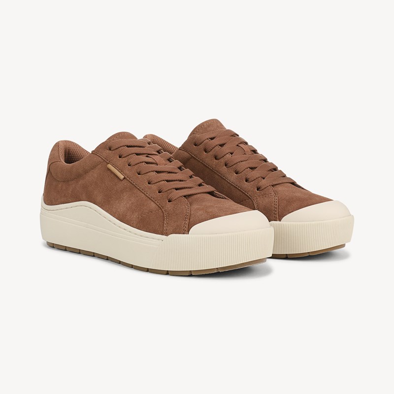 Dr. Scholl's Women's Time Off Sneaker Shoes Dark Honey Faux Leather DRSCH 7.0 M