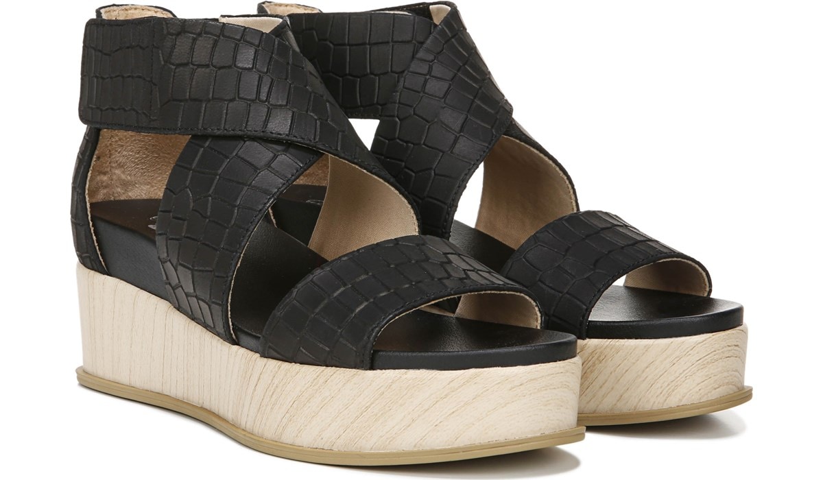 black wedge sandals platform