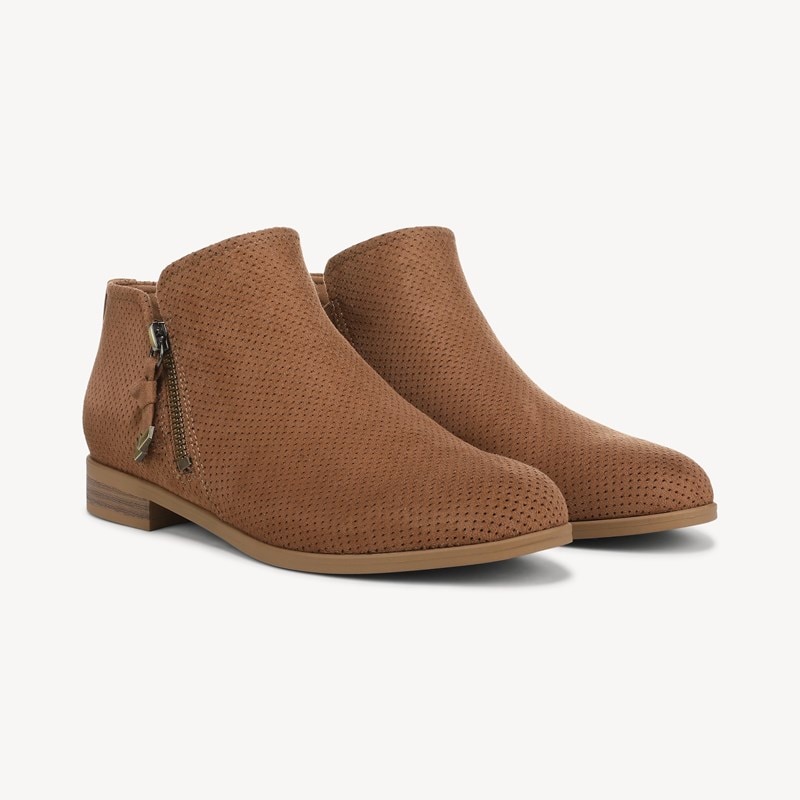 Dr. Scholl's Women's Reverie Ankle Bootie Boots Honey Brown Fabric DRSCH Microfiber 10.0 M