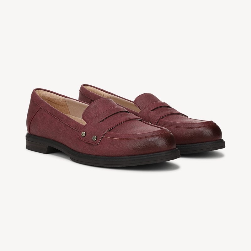 Dr. Scholl's Women's Hello Loafer Shoes Burgundy Faux Leather DRSCH 9.5 M