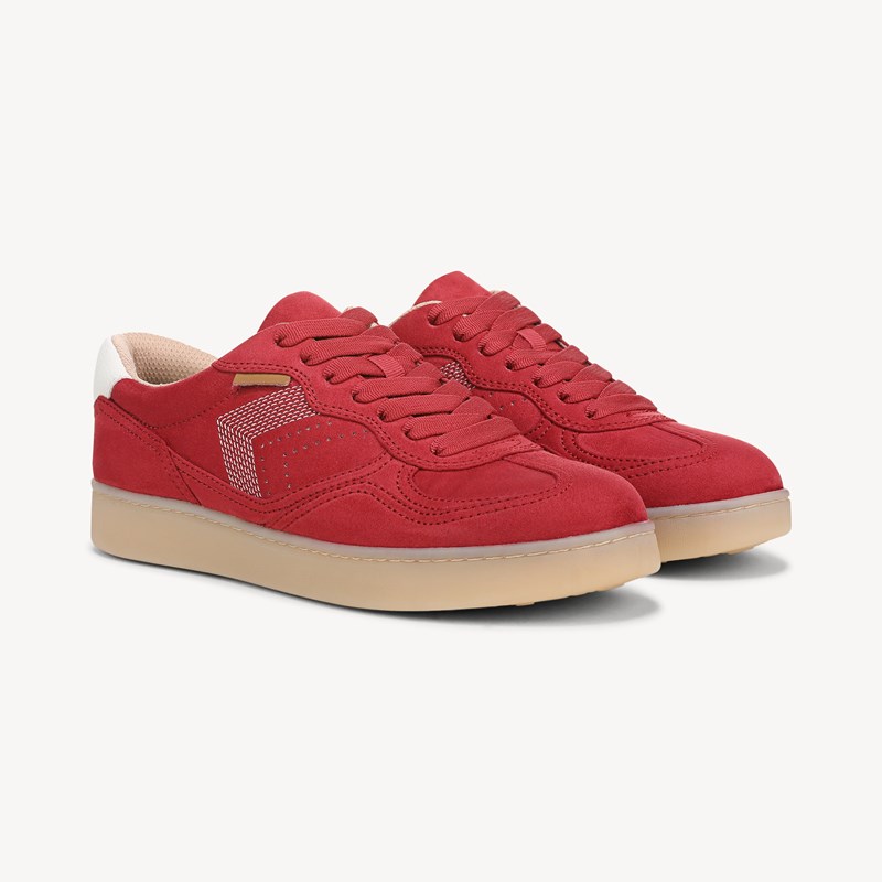 Dr. Scholl's Women's Right On Sneaker Shoes Red Fabric DRSCH Leather 9.5 M
