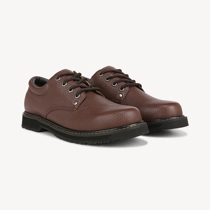 Dr. Scholl's Work Men's Harrington II Slip Resistant Oxford Shoes Brown Leather DRTX 9.0 M