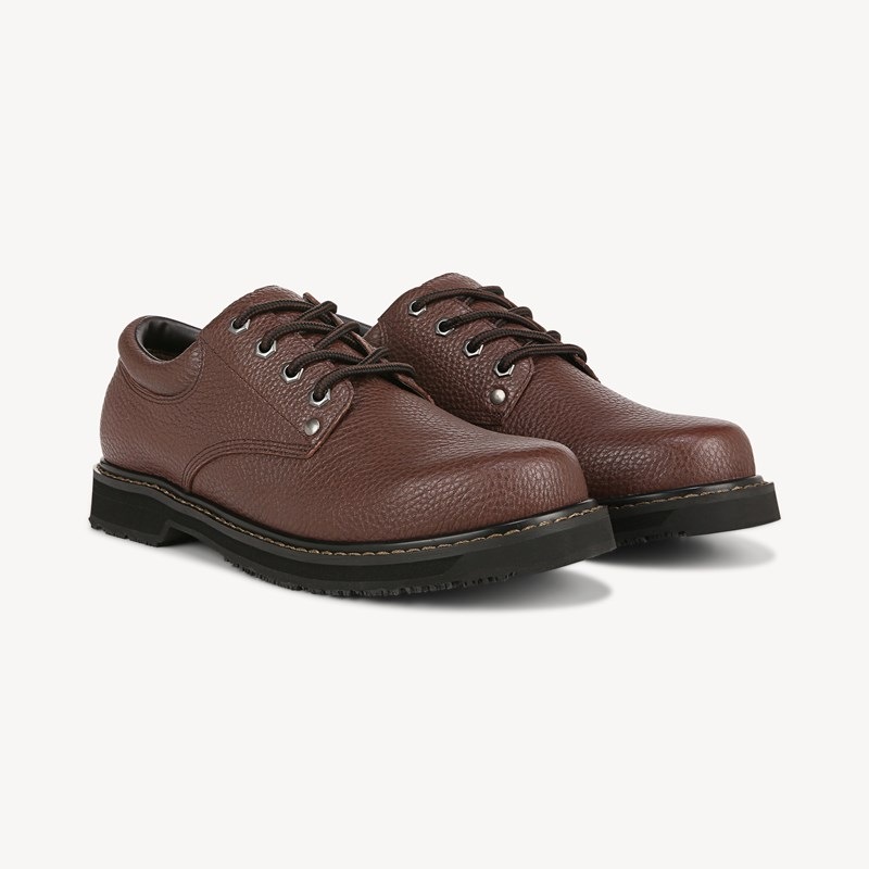 Dr. Scholl's Work Men's Harrington II Slip Resistant Oxford Shoes Brown Leather DRTX 10.0 W