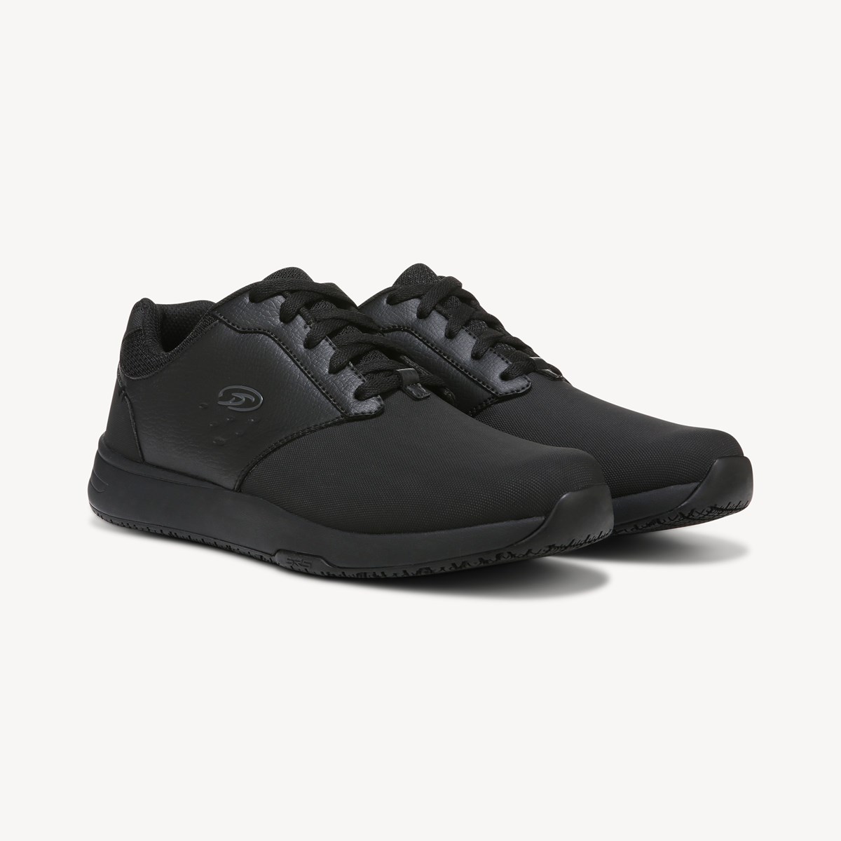 black leather work sneakers