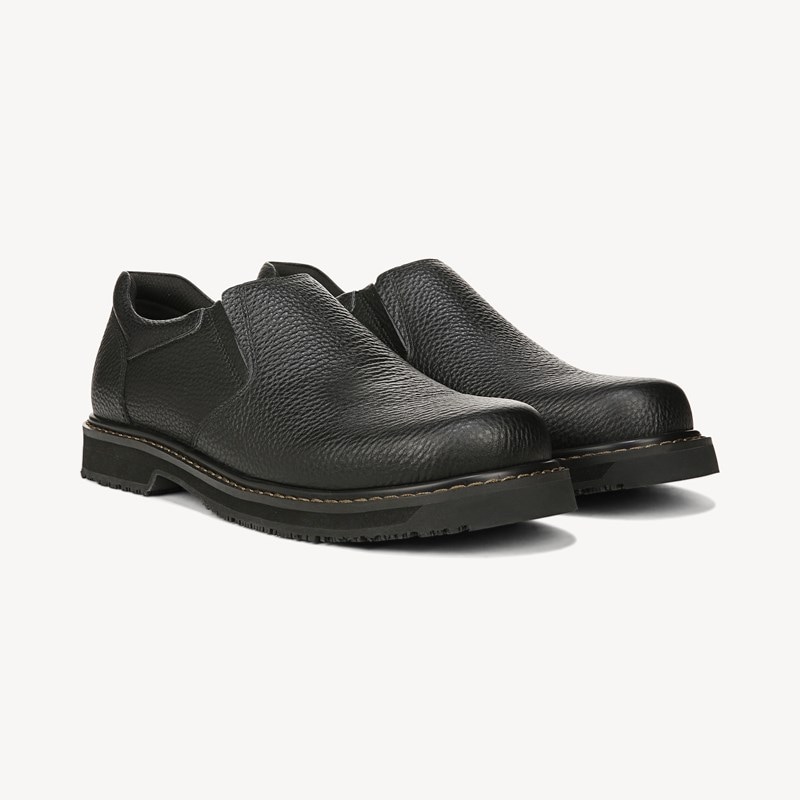 Dr. Scholl's Work Men's Winder II Slip Resistant Slip On Shoes Black Leather DRTX 10.5 M