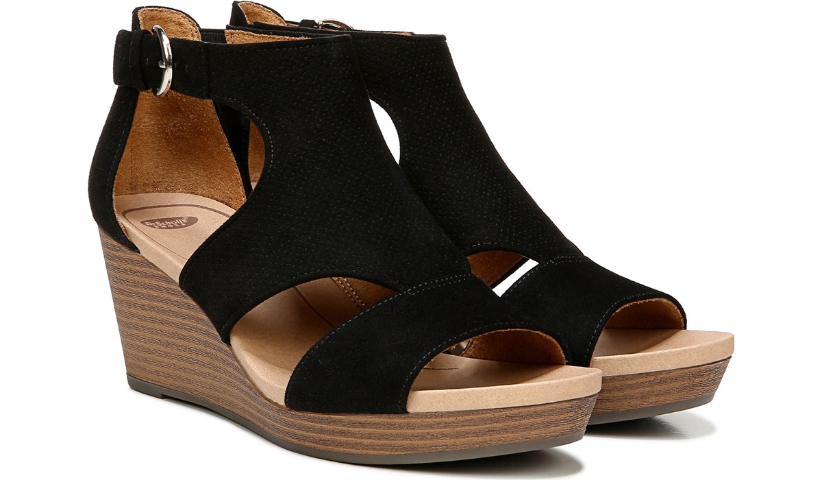 comfy black wedge sandals