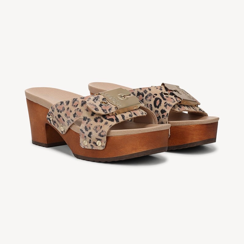 Dr. Scholl's Orig Collection Women's Original Max Too Platform Sandal Tan Leopard Print Leather DRORG 8.0 M