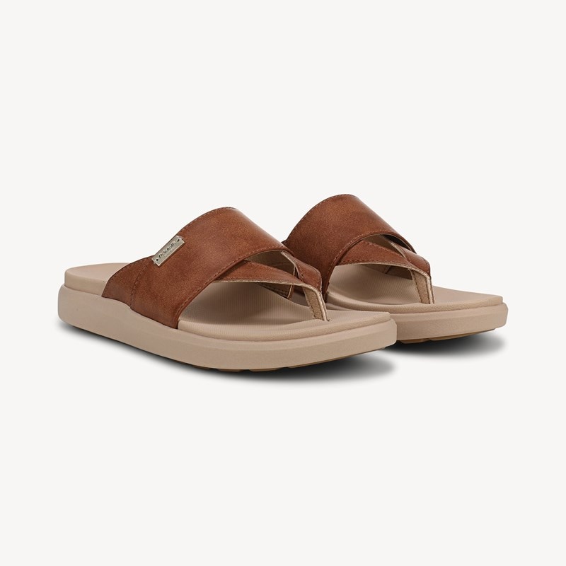 Dr. Scholl's Women's All Day Sandal Honey Brown Faux Leather DRSCH 7.5 M